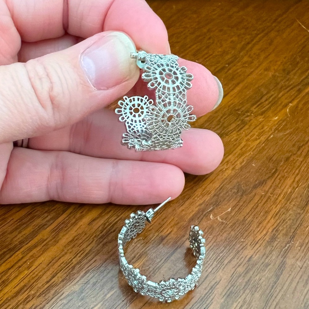 Silver plate hoop earrings